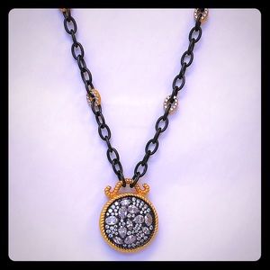 Freida Rothman Yellow Gold & BlK Rhodium Necklace